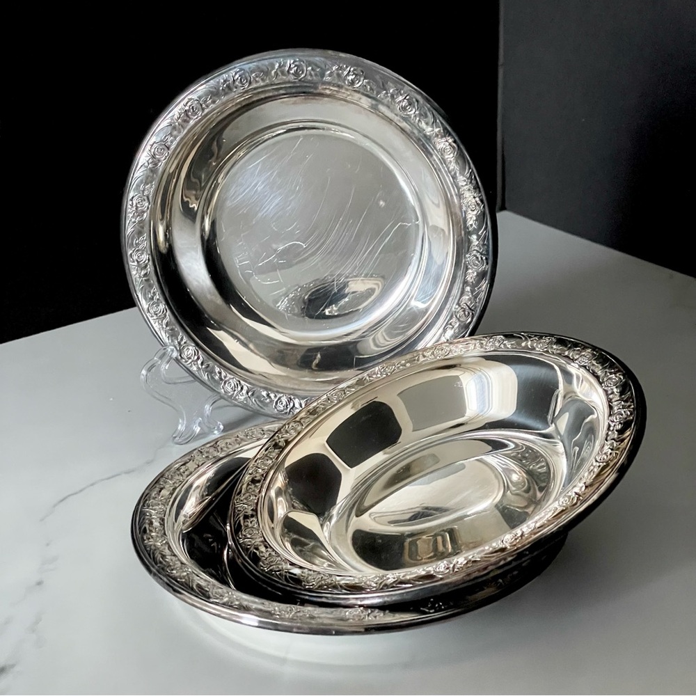 SET of 3 Classic Rose Design Bowls by Reed & Barton